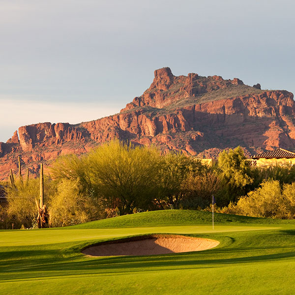 Views of Superstition Mountains from the golf course