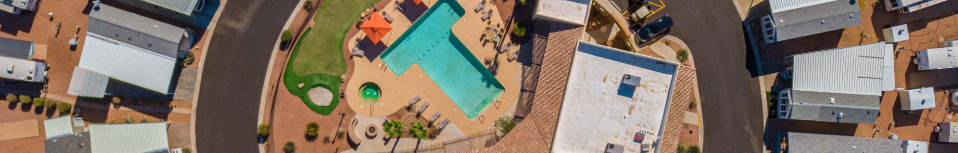 Aerial of Shiprock RV Resort pool