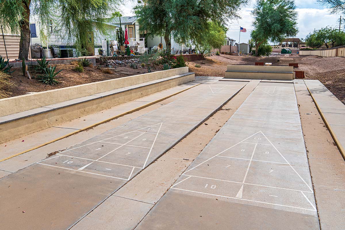 Superstition Lookout RV Resort shuffle board courts