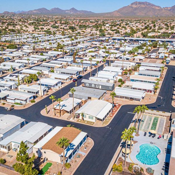 Aerial shot of El Dorado Mobile Estates & RV Park