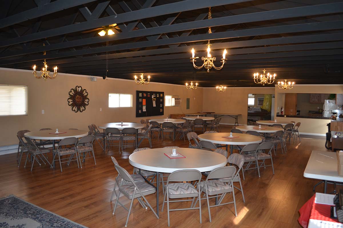 Sierra Leone RV Park Clubhouse with kitchen and tables